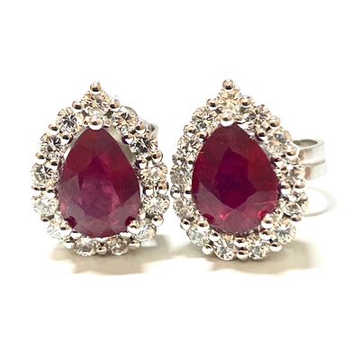Pear Cut Ruby Earrings